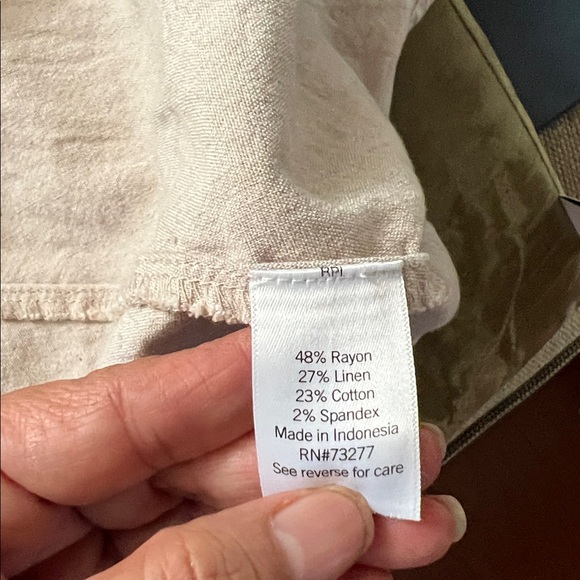 LC Lauren Conrad Beige midi dress size L linen blend safarai style khaki. - Picture 10 of 12